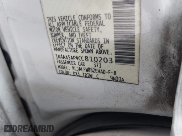 2012 Nissan Maxima SV с VIN 1N4AA5AP4CC810203, выставлен на аукционе IAAI как лот 42352937 с пробегом 221 318 миль миль и . История ставок и продаж доступна на DreamBid. Изображение 9.