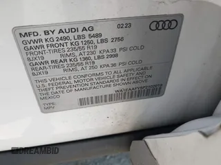 2023 Audi Q5 S line Premium Plus with VIN WA1EAAFY5P2102019, listed as a IAAI auction lot 42648755 with 49,823 mi miles and . Bid and sale history available at DreamBid. Image 9.