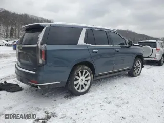2021 Cadillac Escalade Premium Luxury Platinum with VIN 1GYS4DKL2MR193839, listed as a Copart auction lot 86813234 with 123,657 mi miles and Salvage Title. Bid and sale history available at carsss.com. Image 3.