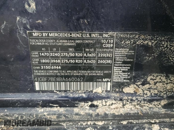 2011 Mercedes-Benz GL-Class GL 450 with VIN 4JGBF7BE8BA660062, listed as a Copart auction lot 73663774 with Not Provided miles and Salvage Title. Bid and sale history available at carsss.com. Image 14.