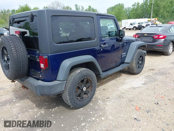 2013 Jeep Wrangler Sport with VIN 1C4AJWAG2DL505655, listed as a IAAI auction lot 42557213 with 185,502 mi miles and . Bid and sale history available at DreamBid. Image 4.
