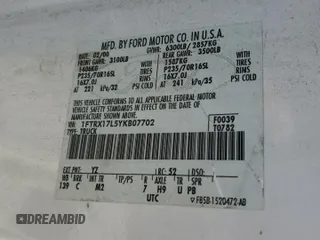 2000 Ford F-150 XL с VIN 1FTRX17L5YKB07702, выставлен на аукционе Copart как лот 62188465 с пробегом Не указан миль и Чистый • Clean title. История ставок и продаж доступна на DreamBid. Изображение 12.