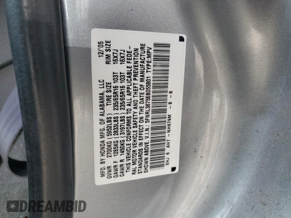 2006 Honda Odyssey EX-L with VIN 5FNRL38756B055801, listed as a Copart auction lot 50275585 with 194,499 mi miles and Salvage Title. Bid and sale history available at carsss.com. Image 13.