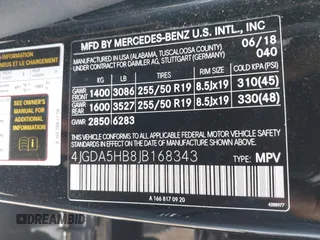 2018 Mercedes-Benz GLE 350 with VIN 4JGDA5HB8JB168343, listed as a IAAI auction lot 42039679 with 104,824 mi miles and . Bid and sale history available at DreamBid. Image 9.