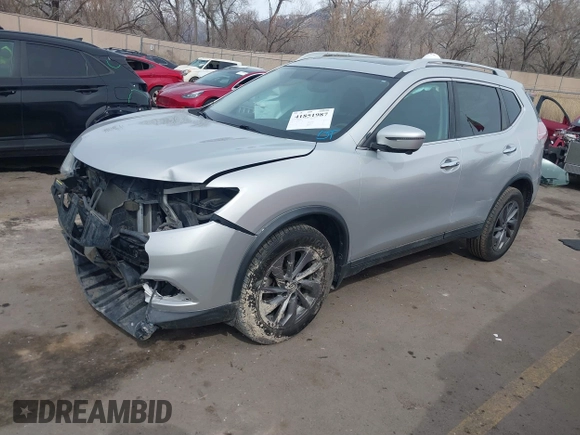 2016 Nissan Rogue SL with VIN 5N1AT2MV3GC762496, listed as a IAAI auction lot 41851987 with 90,623 mi miles and . Bid and sale history available at DreamBid. Image 17.