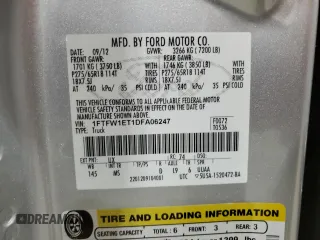 2013 Ford F-150 XL with VIN 1FTFW1ET1DFA06247, listed as a Copart auction lot 46431945 with 87,960 mi miles and Salvage Title. Bid and sale history available at carsss.com. Image 14.