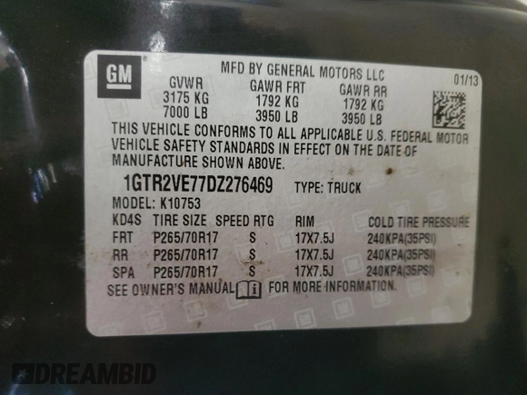 2013 GMC Sierra 1500 SLE z VIN 1GTR2VE77DZ276469, wystawiony jako Copart lot #47900465 z przebiegiem 218 729 mil mil oraz Czysty tytuł • Clean title. Historia ofert i sprzedaży dostępna na DreamBid. Obrazek 12.