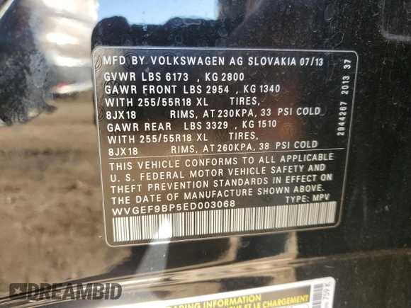 2014 Volkswagen Touareg Lux z VIN WVGEF9BP5ED003068, wystawiony jako Copart lot #82907984 z przebiegiem 127 347 mil mil oraz Czysty tytuł • Clean title. Historia ofert i sprzedaży dostępna na DreamBid. Obrazek 13.