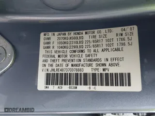 2007 Honda CR-V EX-L with VIN JHLRE48737C078883, listed as a IAAI auction lot 41923822 with 113,256 mi miles. Bid and sale history available at carsss.com. Image 9.
