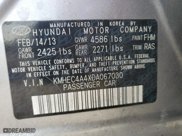 2013 Hyundai Sonata Hybrid with VIN KMHEC4A4XDA067030, listed as a Copart auction lot 42715545 with 164,008 mi miles and Non Repairable. Bid and sale history available at carsss.com. Image 12.
