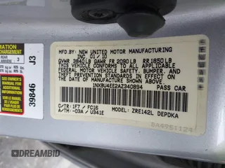 2010 Toyota Corolla with VIN 1NXBU4EE2AZ340894, listed as a IAAI auction lot 42364053 with 171,261 mi miles and . Bid and sale history available at DreamBid. Image 9.
