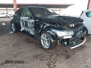 2019 Infiniti Q50 3.0t LUXE with VIN JN1EV7APXKM513587, listed as a IAAI auction lot 41113769 with 71,729 mi miles. Bid and sale history available at carsss.com. Image 1.