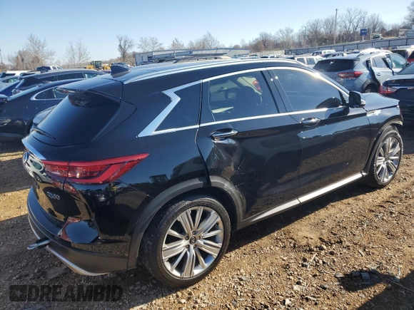 2020 Infiniti QX50 Luxe with VIN 3PCAJ5M35LF111703, listed as a Copart auction lot 77794333 with 31,785 mi miles and Salvage title. Bid and sale history available at DreamBid. Image 3.