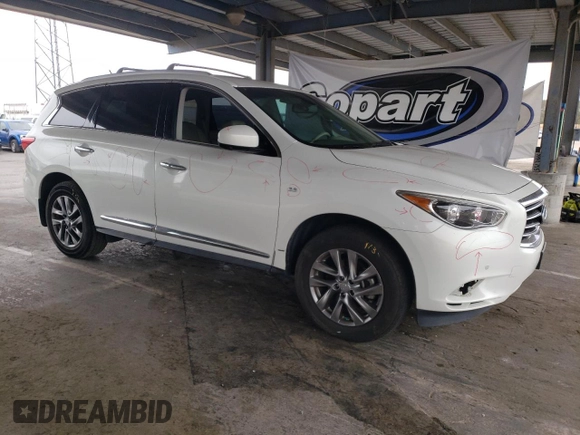 2014 Infiniti QX60 with VIN 5N1AL0MMXEC520183, listed as a Copart auction lot 61261955 with 108,691 mi miles and Salvage title. Bid and sale history available at DreamBid. Image 4.