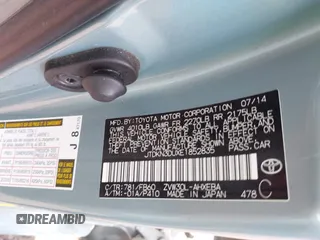 2014 Toyota Prius Four with VIN JTDKN3DUXE1852835, listed as a IAAI auction lot 42234128 with 189,512 mi miles and . Bid and sale history available at DreamBid. Image 9.