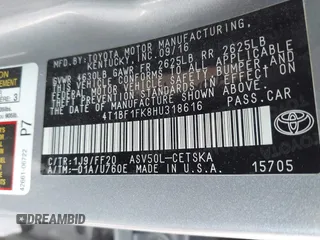 2017 Toyota Camry XLE with VIN 4T1BF1FK8HU318616, listed as a IAAI auction lot 41774231 with 201,112 mi miles. Bid and sale history available at carsss.com. Image 9.