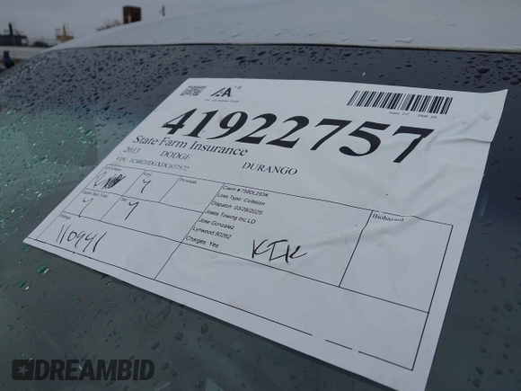2013 Dodge Durango Crew z VIN 1C4RDJDGXDC637572, wystawiony jako IAAI lot #41922757 z przebiegiem 110 941 mil mil oraz . Historia ofert i sprzedaży dostępna na DreamBid. Obrazek 18.