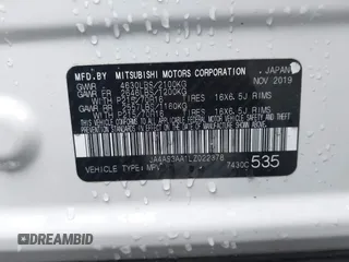 2020 Mitsubishi Eclipse Cross ES with VIN JA4AS3AA1LZ022378, listed as a IAAI auction lot 41472439 with 67,109 mi miles and . Bid and sale history available at DreamBid. Image 9.