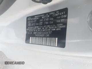 2012 Hyundai Veloster w/Black Int with VIN KMHTC6AD1CU034787, listed as a IAAI auction lot 42607847 with 126,912 mi miles and . Bid and sale history available at DreamBid. Image 9.