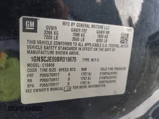 2011 Chevrolet Suburban LT with VIN 1GNSCJE09BR319675, listed as a IAAI auction lot 41966225 with 294,335 mi miles. Bid and sale history available at carsss.com. Image 9.