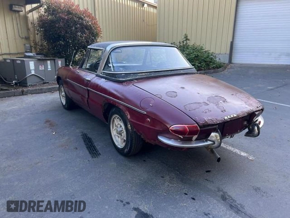 1969 Alfa Romeo Spider z VIN AR1481093, wystawiony jako Copart lot #55366765 z przebiegiem 94 213 mil mil oraz Czysty tytuł • Clean title. Historia ofert i sprzedaży dostępna na DreamBid. Obrazek 3.