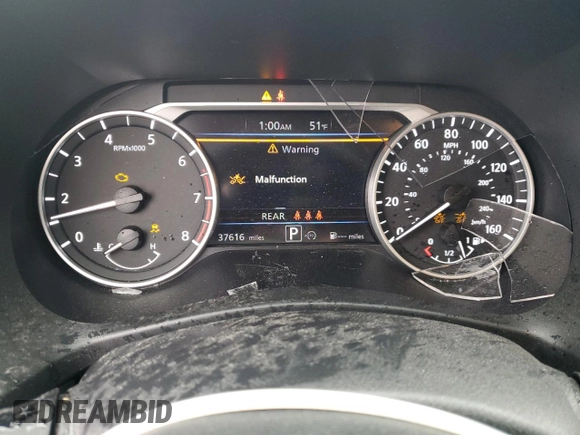 2024 Nissan Sentra SV with VIN 3N1AB8CV9RY220182, listed as a Copart auction lot 48985185 with 37,616 mi miles and Salvage Title. Bid and sale history available at DreamBid. Image 9.