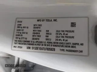 2020 Tesla Model 3 Standard Range Plus with VIN 5YJ3E1EA7LF805828, listed as a IAAI auction lot 41841505 with 44,946 mi miles and . Bid and sale history available at DreamBid. Image 9.