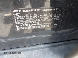 2014 BMW X5 xDrive35i with VIN 5UXKR0C55E0K47655, listed as a IAAI auction lot 41643776 with 154,380 mi miles. Bid and sale history available at carsss.com. Image 9.