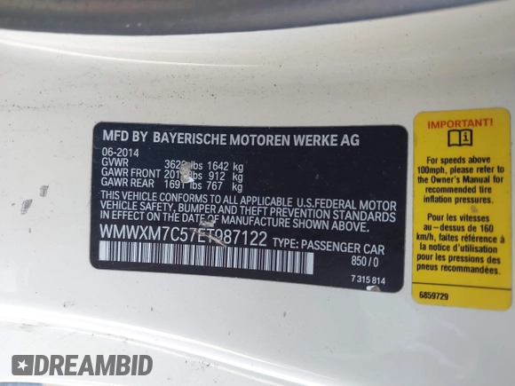 2014 MINI Hardtop S with VIN WMWXM7C57ET987122, listed as a IAAI auction lot 41780127 with 78,567 mi miles and . Bid and sale history available at DreamBid. Image 9.