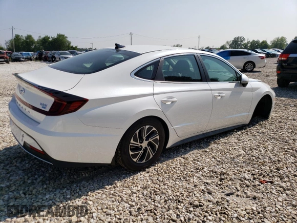 2021 Hyundai Sonata Hybrid Blue with VIN KMHL24JJ3MA022110, listed as a Copart auction lot 55993273 with 21,887 mi miles. Bid and sale history available at carsss.com. Image 3.