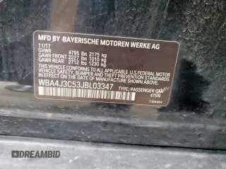 2018 BMW 4 Series 430i xDrive с VIN WBA4J3C53JBL03347, выставлен на аукционе Copart как лот 59724215 с пробегом 123 029 миль миль и Списание • Salvage title. История ставок и продаж доступна на DreamBid. Изображение 12.