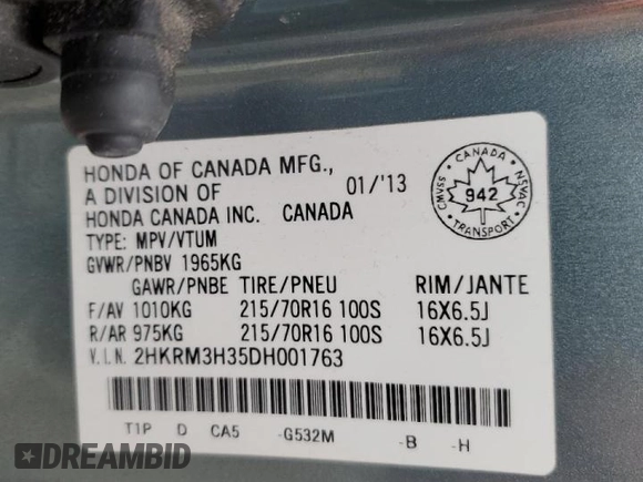 2013 Honda CR-V LX with VIN 2HKRM3H35DH001763, listed as a Copart auction lot 51514265 with 315,922 mi miles and Clean Title. Bid and sale history available at carsss.com. Image 13.