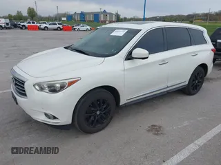 2013 Infiniti JX35 with VIN 5N1AL0MM5DC325574, listed as a IAAI auction lot 42011771 with 173,656 mi miles and . Bid and sale history available at DreamBid. Image 2.