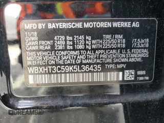 2019 BMW X1 xDrive28i with VIN WBXHT3C59K5L36435, listed as a Copart auction lot 60189985 with 105,110 mi miles and Salvage title. Bid and sale history available at DreamBid. Image 13.