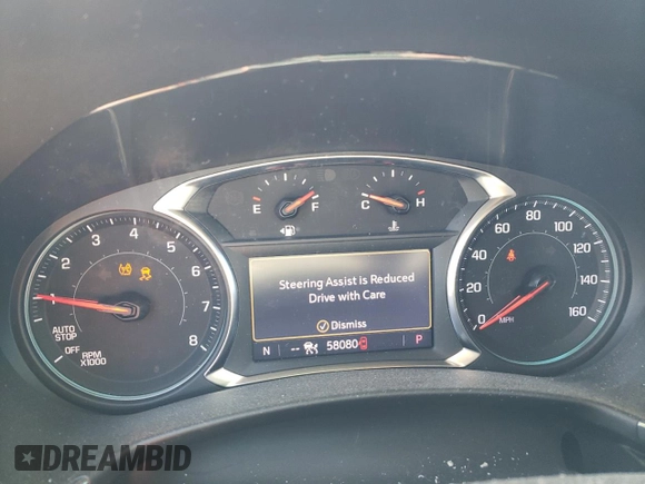 2022 Chevrolet Equinox RS with VIN 3GNAXWEV2NS202014, listed as a Copart auction lot 55381305 with 58,080 mi miles and Salvage title. Bid and sale history available at DreamBid. Image 9.