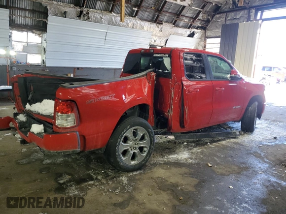 2021 Ram 1500 Big Horn with VIN 1C6SRFBT1MN798825, listed as a Copart auction lot 43116495 with 25,635 mi miles and Salvage Title. Bid and sale history available at carsss.com. Image 3.