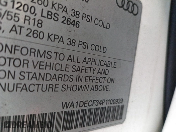 2023 Audi Q3 S line Premium with VIN WA1DECF34P1100929, listed as a IAAI auction lot 42789881 with 52,586 mi miles and . Bid and sale history available at DreamBid. Image 35.