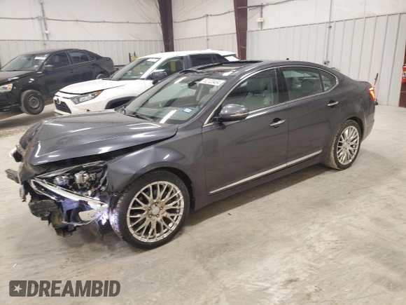 2014 Kia Cadenza Premium with VIN KNALN4D70E5165793, listed as a Copart auction lot 82120484 with 75,129 mi miles and Salvage Title. Bid and sale history available at carsss.com. Image 1.
