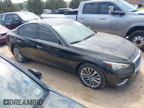 2018 Infiniti Q50 3.0t Luxe with VIN JN1EV7AR1JM611505, listed as a IAAI auction lot 42158718 with 111,495 mi miles. Bid and sale history available at carsss.com. Image 1.