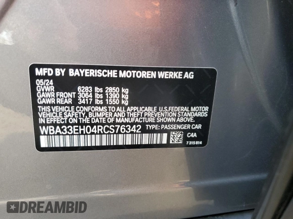 2024 BMW 7 Series 740i xDrive z VIN WBA33EH04RCS76342, wystawiony jako Copart lot #80590224 z przebiegiem 8 065 mil mil oraz Czysty tytuł • Clean title. Historia ofert i sprzedaży dostępna na DreamBid. Obrazek 12.