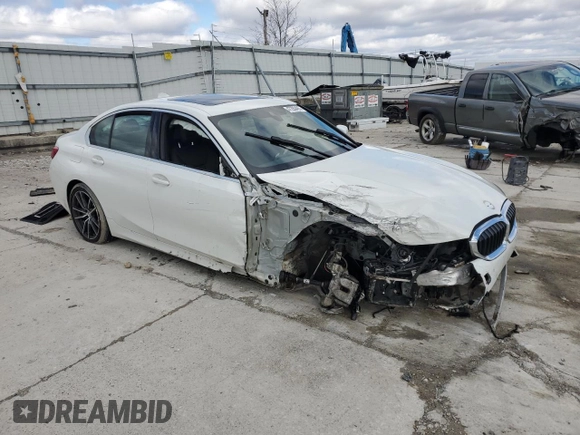 2020 BMW 3 Series 330i xDrive with VIN 3MW5R7J00L8B13473, listed as a Copart auction lot 47280485 with 0 mi miles and Salvage Title. Bid and sale history available at carsss.com. Image 4.