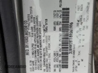 2008 Lincoln MKZ with VIN 3LNHM28T18R661996, listed as a Copart auction lot 44410585 with 209,763 mi miles and Salvage Title. Bid and sale history available at DreamBid. Image 12.