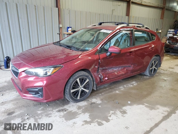 2019 Subaru Impreza Premium z VIN 4S3GTAC67K3722837, wystawiony jako Copart lot #53378535 z przebiegiem 39 643 mil mil oraz Szkoda całkowita • Salvage title. Historia ofert i sprzedaży dostępna na DreamBid. Obrazek 1.