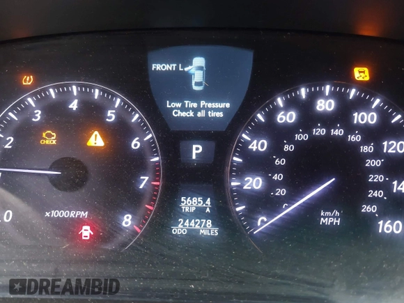 2007 Lexus LS 460 with VIN JTHBL46F675019182, listed as a IAAI auction lot 41024763 with 244,278 mi miles. Bid and sale history available at carsss.com. Image 15.