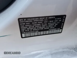 2019 Volkswagen Passat 2.0T Wolfsburg Edition with VIN 1VWLA7A3XKC011596, listed as a Copart auction lot 87080234 with 132,547 mi miles and Salvage Title. Bid and sale history available at carsss.com. Image 12.