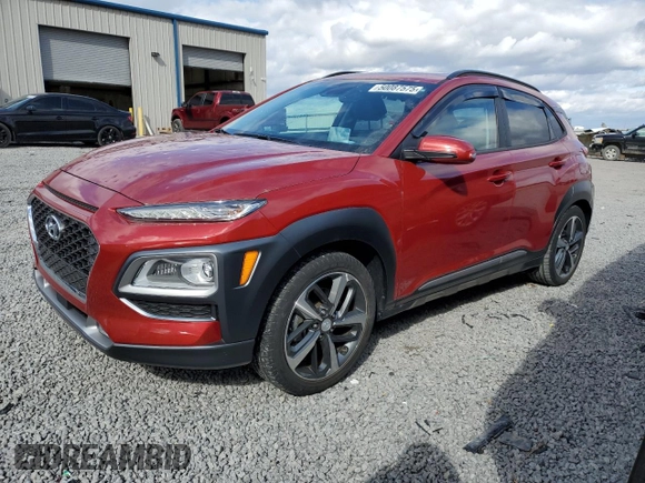 2021 Hyundai Kona Ultimate with VIN KM8K53A53MU630112, listed as a Copart auction lot 50087575 with 19,523 mi miles and Salvage Title. Bid and sale history available at carsss.com. Image 1.