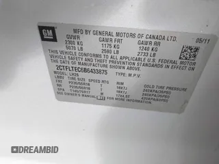 2011 GMC Terrain SLE-2 with VIN 2CTFLTEC6B6433875, listed as a IAAI auction lot 41468550 with 172,793 mi miles. Bid and sale history available at carsss.com. Image 9.