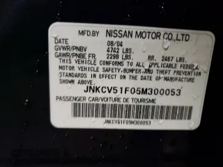 2005 Infiniti G35 with VIN JNKCV51F05M300053, listed as a Copart auction lot 50845025 with 173,317 mi miles and Salvage Title. Bid and sale history available at carsss.com. Image 12.