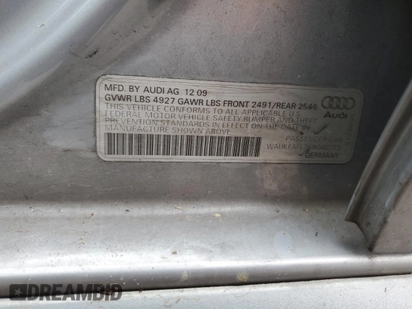 2010 Audi A4 2.0T Prestige with VIN WAUKFAFL7AN040723, listed as a Copart auction lot 61981964 with 0 mi miles and Salvage Title. Bid and sale history available at carsss.com. Image 12.