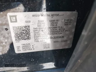 2019 GMC Acadia SLE with VIN 1GKKNKLA2KZ233536, listed as a IAAI auction lot 41964074 with 30,449 mi miles. Bid and sale history available at carsss.com. Image 9.